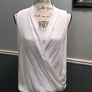 Sleeveless faux wrap blouse